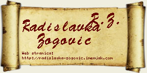 Radislavka Zogović vizit kartica